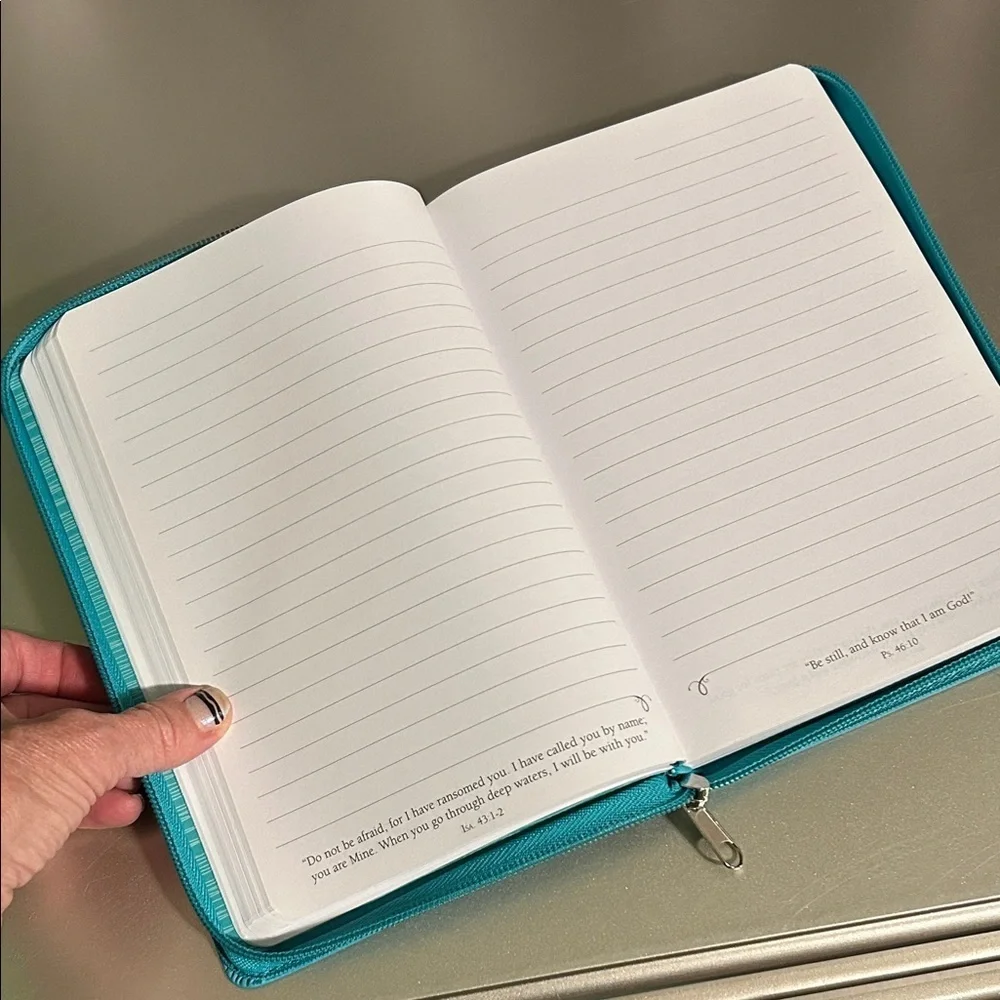 Blue Inspirational Zippered Christian Journal